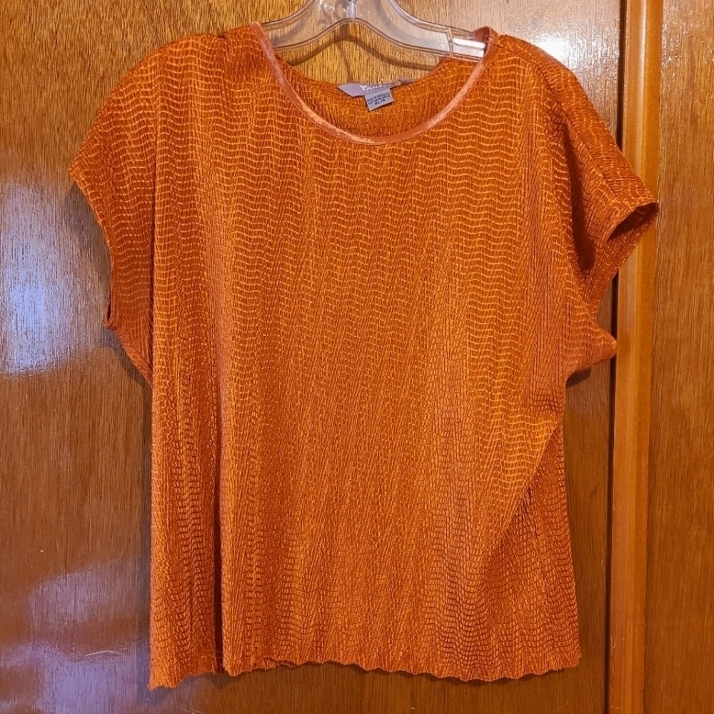 *4 for $20* Metallic Pumpkin Orange Blouse - fall autumn